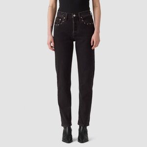 Levi’s 501 Black Sequin Embellished Pocket Straight Leg Denim Jeans Size 27 NWT